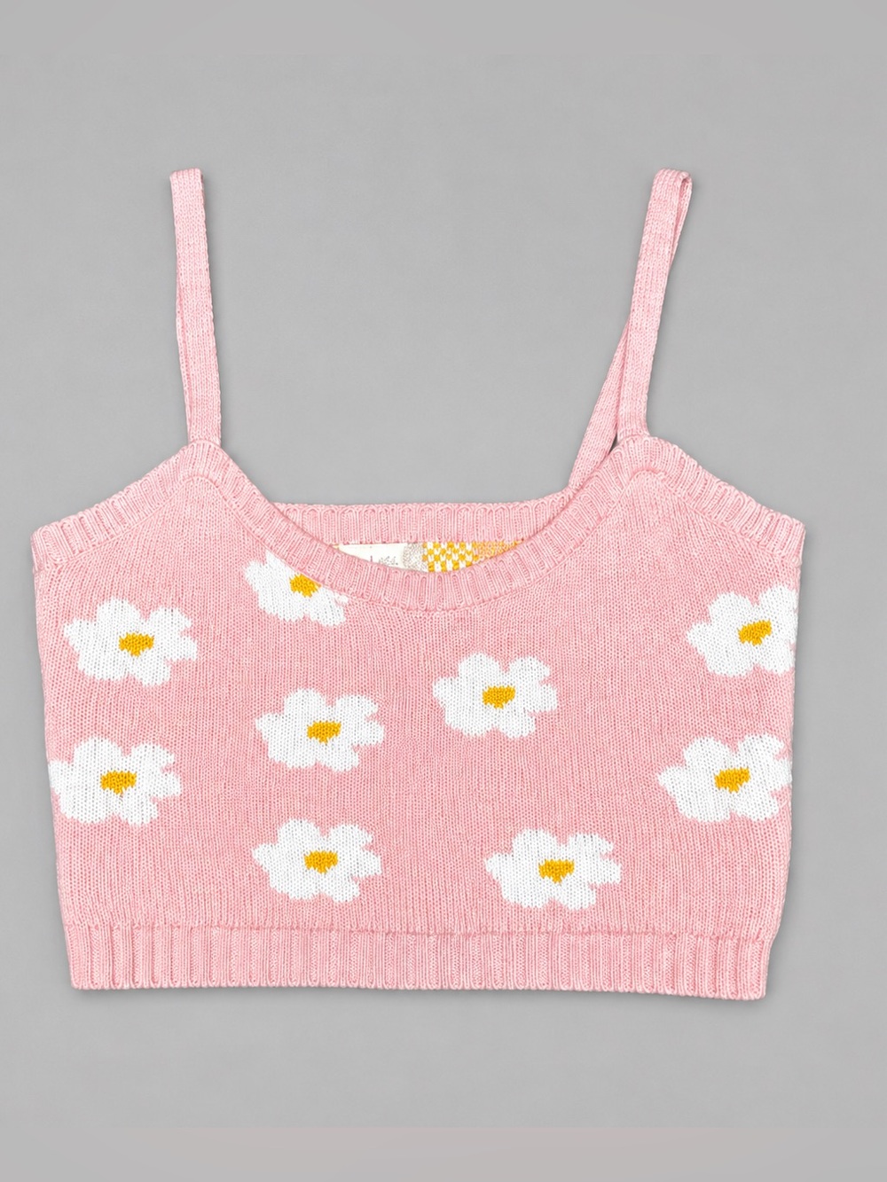 Altar’d State Pink Daisy Cropped Sweater Tank Top Size Small - Picture 2 of 6